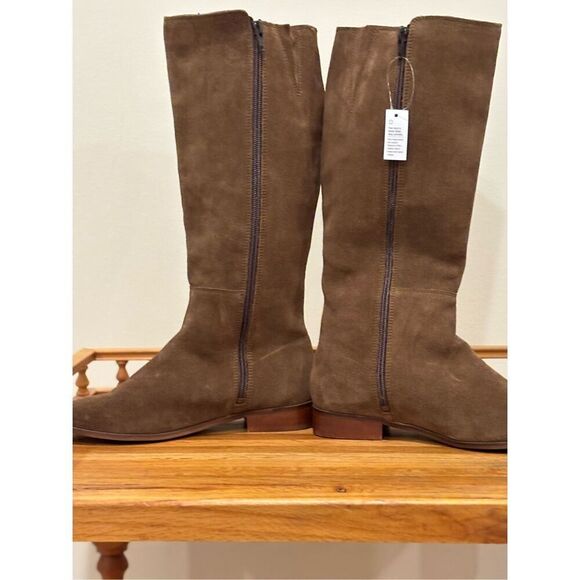 NWT Roolee Women's Tall Suede Knee High Stretch Riding Boot Brown Size 7 - Picture 6 of 9